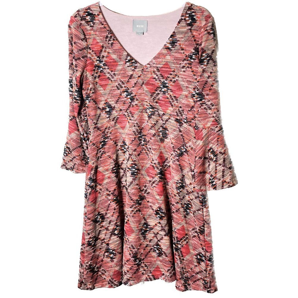 Maeve Red & Beige Boho Midi Dress Size Small